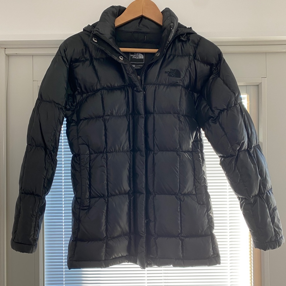 North Face Puffer - shiny black, size xs